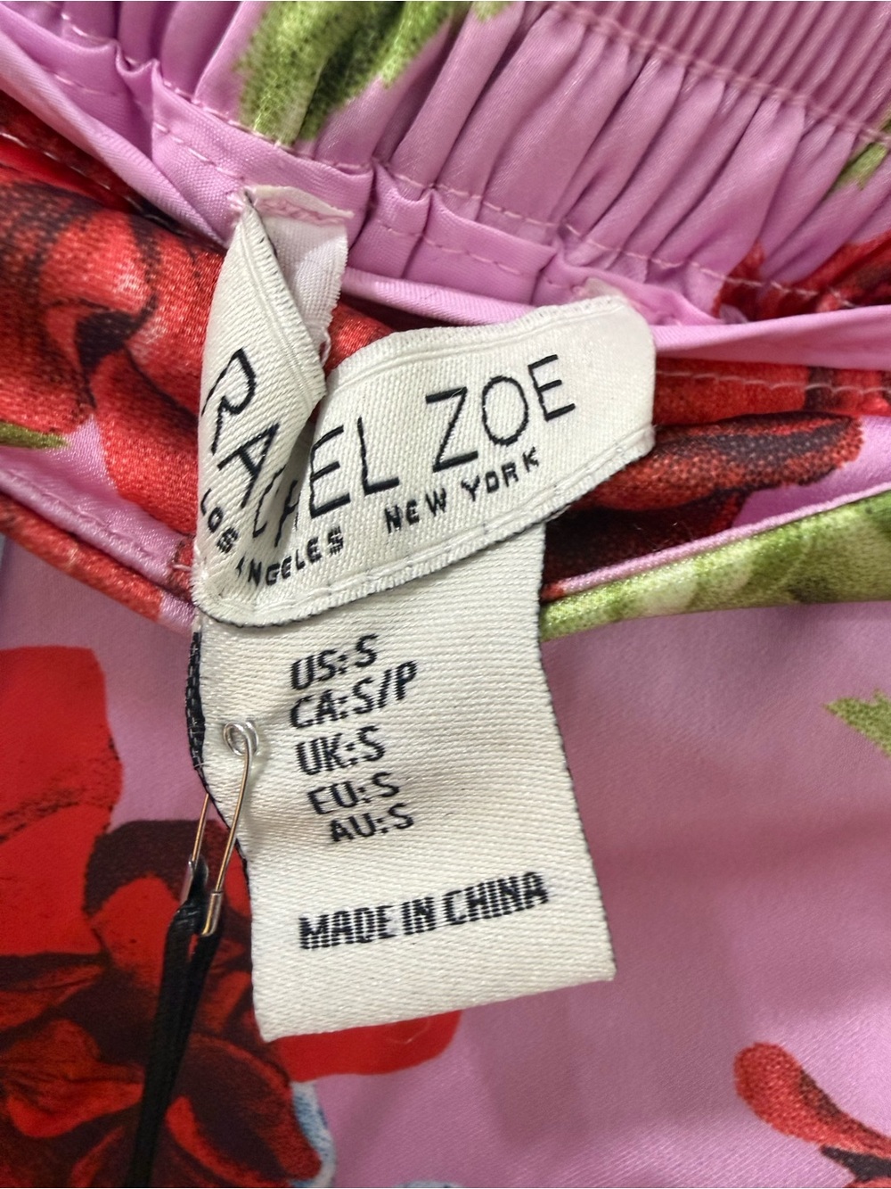 Rachel Zoe Lavender Floral Wide-Leg Lounge Pants with Blue and Red Blooms - Picture 5 of 5